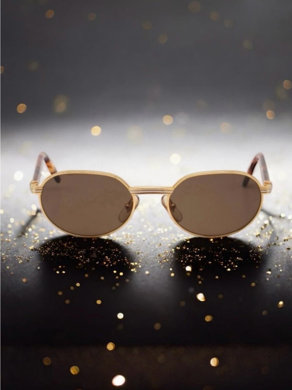 💕VINTAGE CARTIER Circa 90s Lueur 22K Gold-Plated & Tortoise Acetate • UNISEX